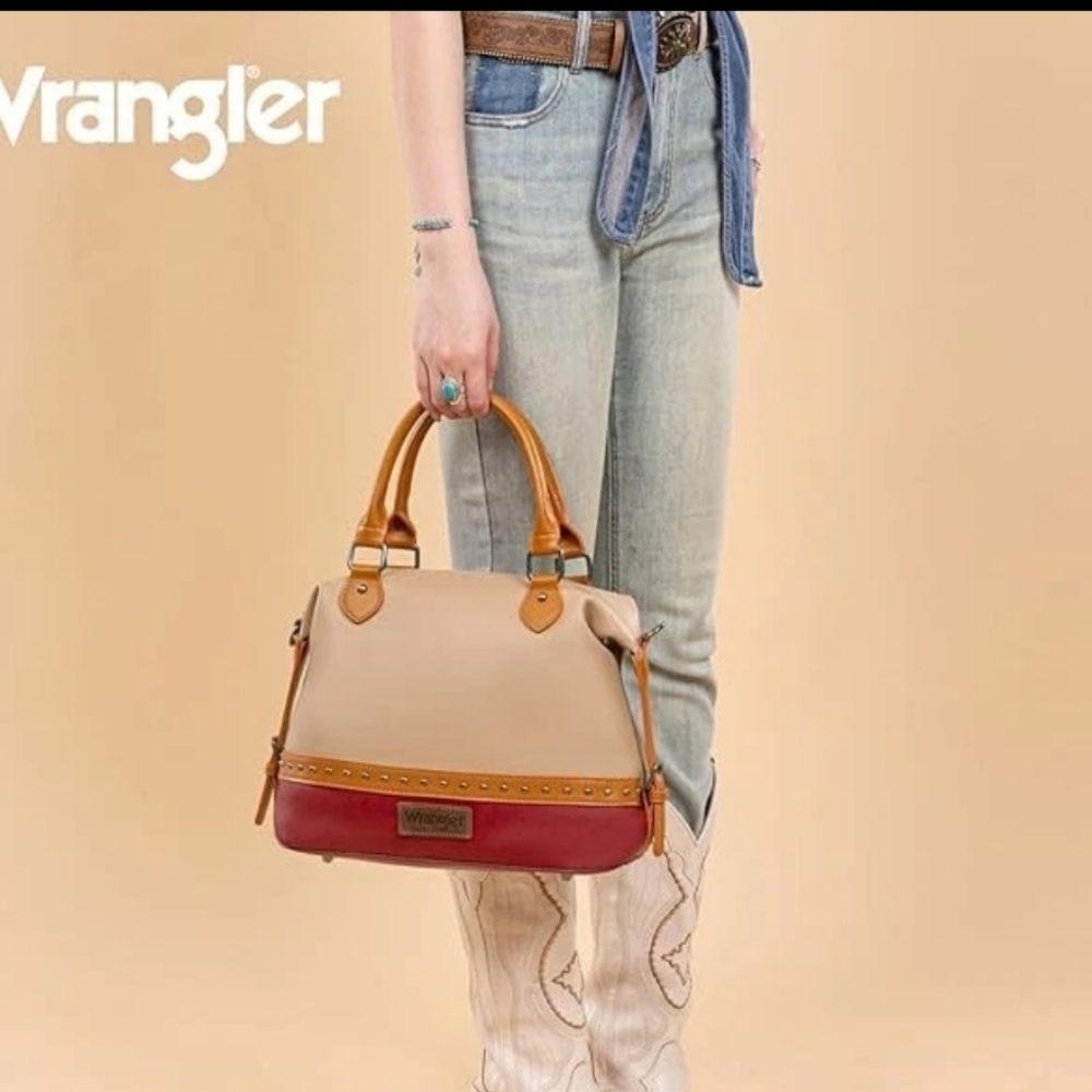 Wrangler Montana West Store Wrangler Tow-tone Satchel  Medium Tote Bag and  Cros - Picture 8 of 9